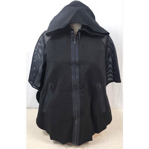 Elie Tahari Sport Caitlin Black Mesh Kimono Hoodie Women’s XS Short Sleeve